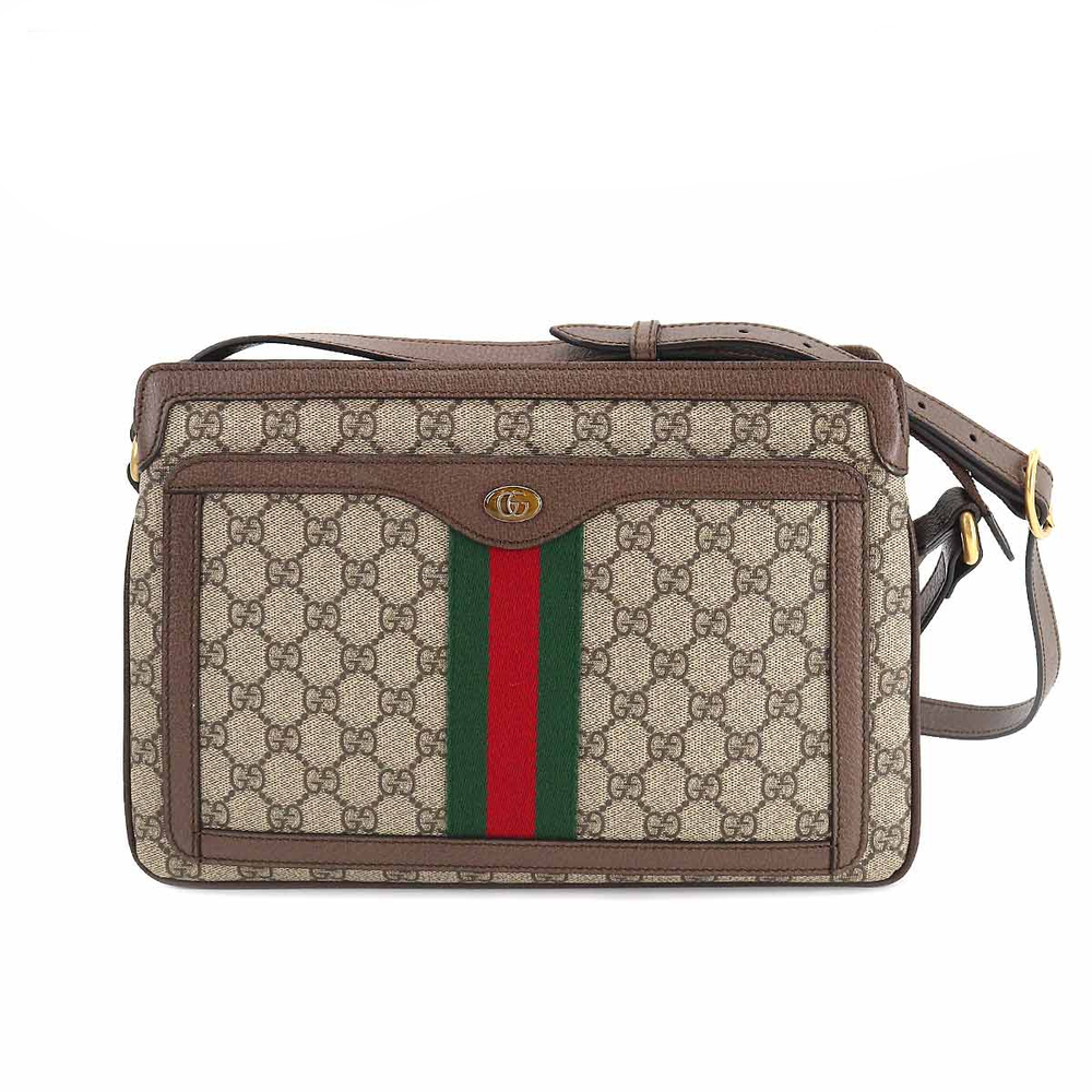 Gucci Ophidia GG Supreme Medium Shoulder Bag Leather Beige Brown